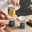 Axyaa Ceramic Hexagonal High Footed Bowl - Elegant Dessert & Snack Bowl