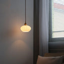 Axyaa Pumpkin Shell LED Pendant Light Fixture with White Glass Hanging Lamp