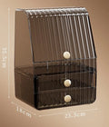 Axyaa Clear Lid Cosmetic Storage Box with 2 Drawers - Large Capacity Skincare Organizer