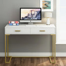 Axyaa White & Gold Vanity Desk with 2 Drawers - Modern Makeup Table for Women