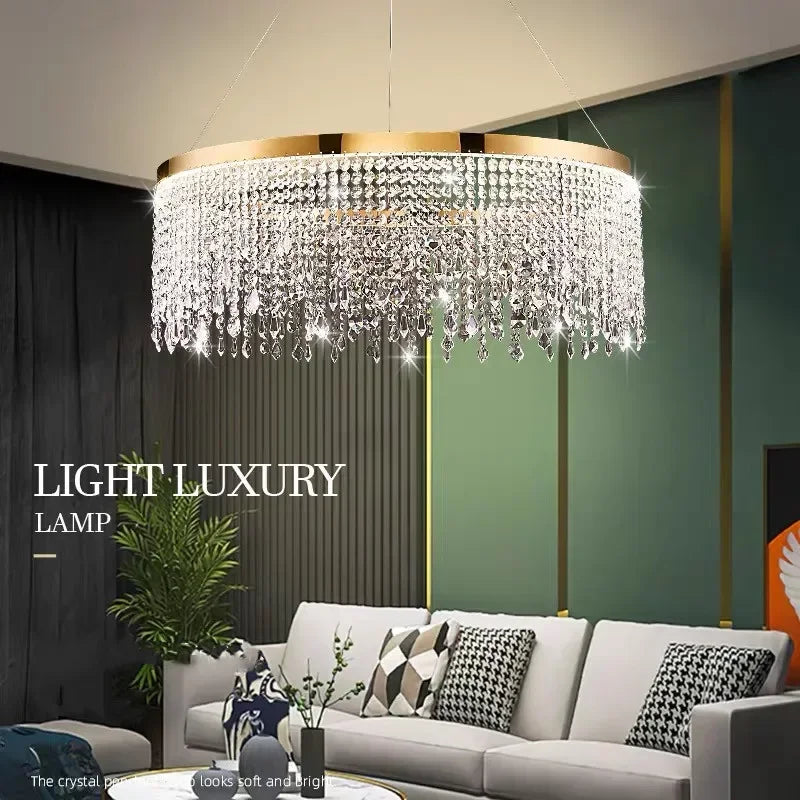 Axyaa Crystal Chandelier Pendant Light Fixture for Home Living Dining Room