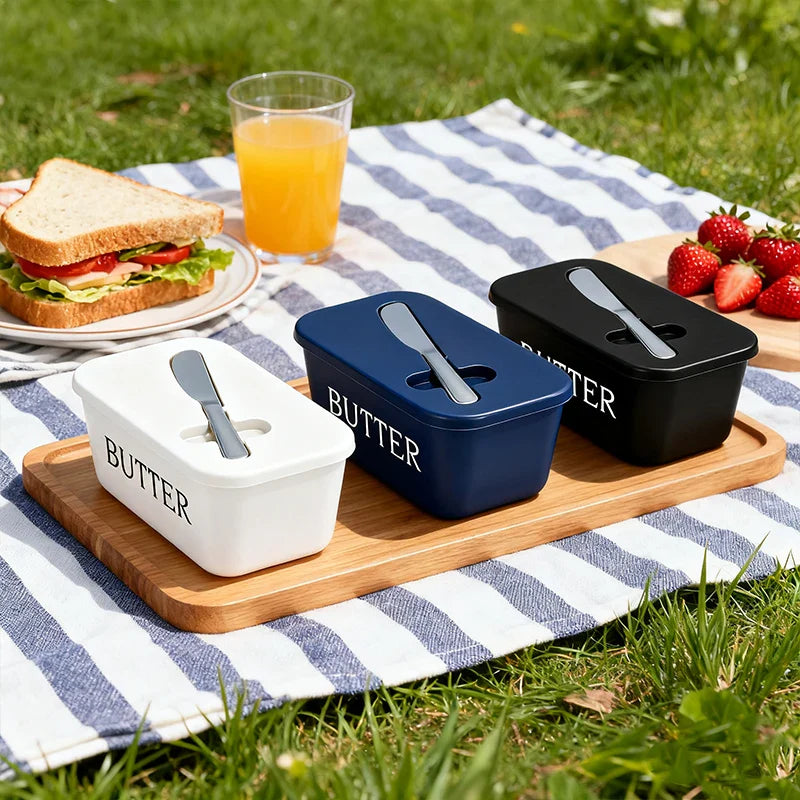 Axyaa Rectangular Cheese Box & Knife Set for Restaurant Kitchen