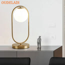 Axyaa Gold Metal Base Glass Ball LED Desk Lamp - Art Decor Statement Piece