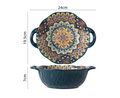 Axyaa Ceramic Soup Bowl with Handle Microwave Safe Embossed Design