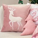 Axyaa Tufted Embroidered Christmas Cushion Cover Deer Candy Cane Gold Beige
