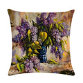 Axyaa Floral Pattern Linen Cushion Cover for Home Sofa, 45x45cm Square Pillowcase