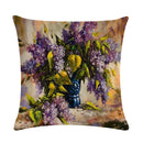 Axyaa Floral Pattern Linen Cushion Cover for Home Sofa, 45x45cm Square Pillowcase