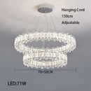Axyaa Crystal Ring Chandelier: Dimmable LED Ceiling Light for Living Room Decor