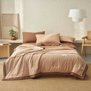 Axyaa Summer Cool Quilt Set - Washed Cotton, Solid Color, Machine Washable