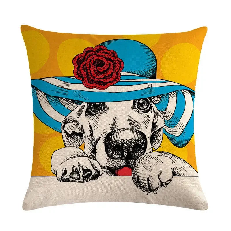 Axyaa Cartoon Animal Flax Cushion Cover for Sofa - Fashionable and Fun Design