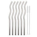 Axyaa Stainless Steel Rainbow Wave Straws Set with Cleaning Brush
