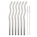 Axyaa Stainless Steel Rainbow Wave Straws Set with Cleaning Brush