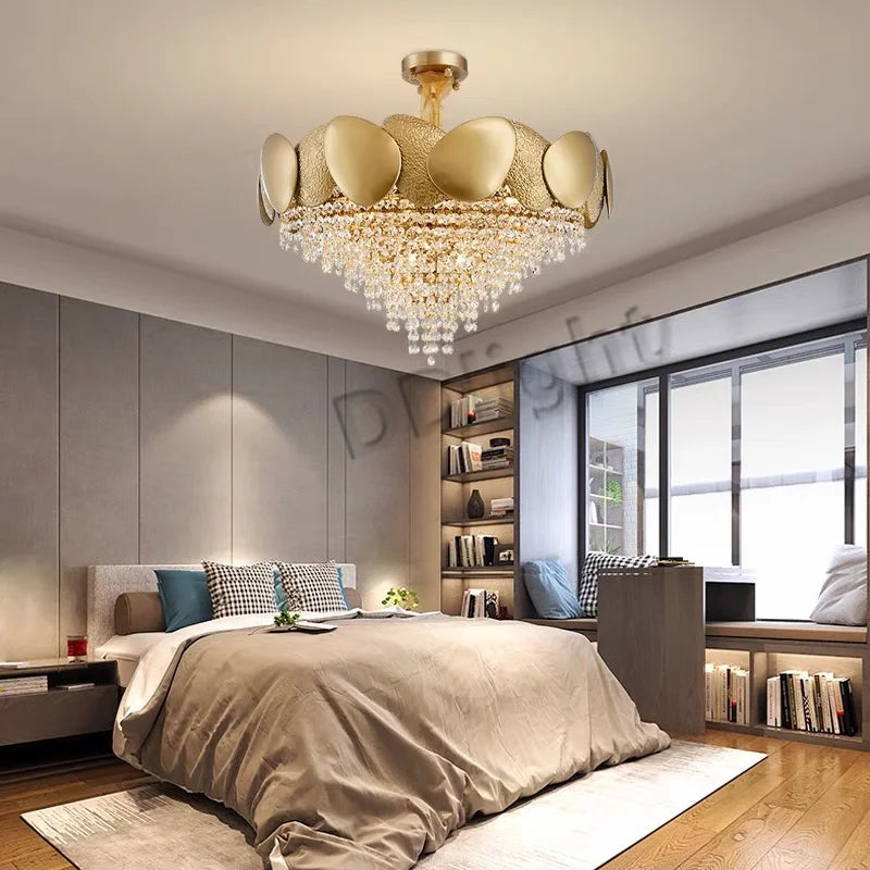 Axyaa Crystal Tassles Pendant Chandelier - Modern Luxury Lighting for Living Room