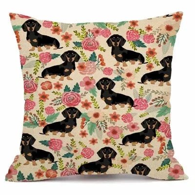 Axyaa Christmas Sausage Style Cushion Cover | Festive Dog Decorative Pillow Cover 45x45cm