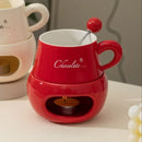 Axyaa Ceramic Cheese Chocolate Melting Mug with Fork, 280ml European Candle Cup