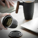 Axyaa Ceramic Filter Tea Cup with Lid, Handmade Kung Fu Mug Set