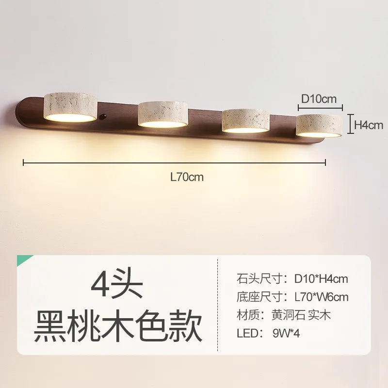 Axyaa Travertine Stone Sconce Light Rotatable for Bedroom Bedside