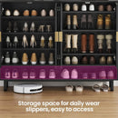 Axyaa 4-Door Shoe Storage Cabinet with Adjustable Shelves and Metal Legs