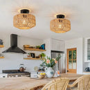 Axyaa Bamboo Lustre Chandelier: Handmade Rattan Pendant Light for Home Decor