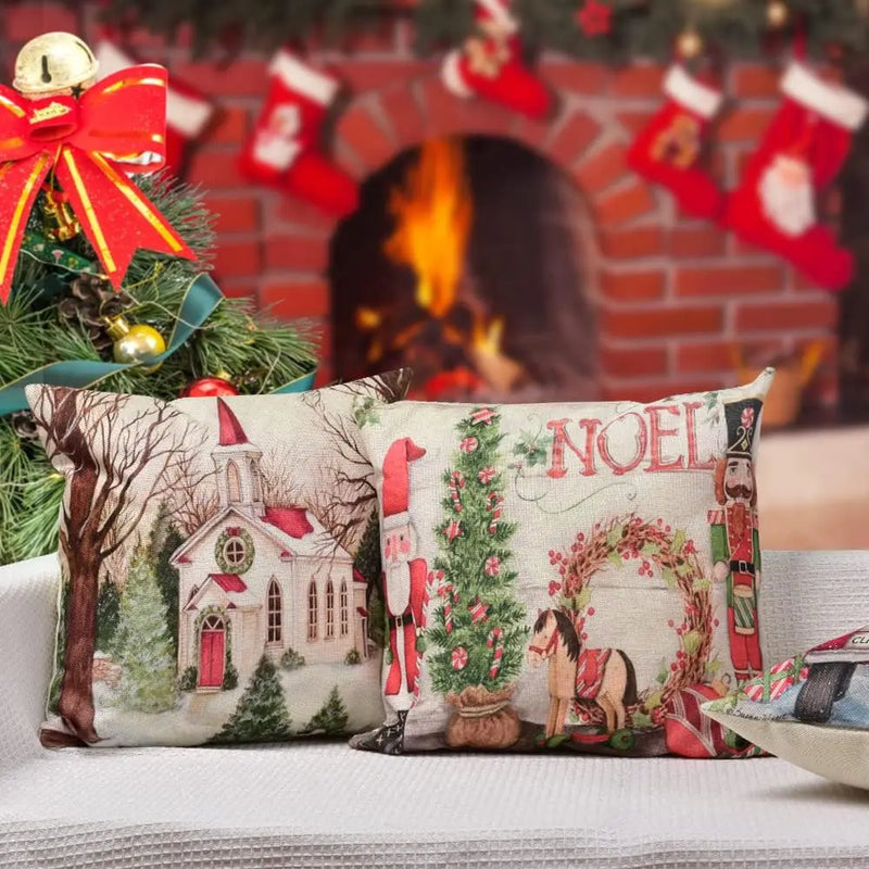 Axyaa Xmas Retro Series Christmas Pillow Covers 45x45CM - Custom Zippered Pillowcase