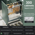 Axyaa Condiments Pull Basket - Aluminum Alloy Cabinet Organizer & Knife Holder