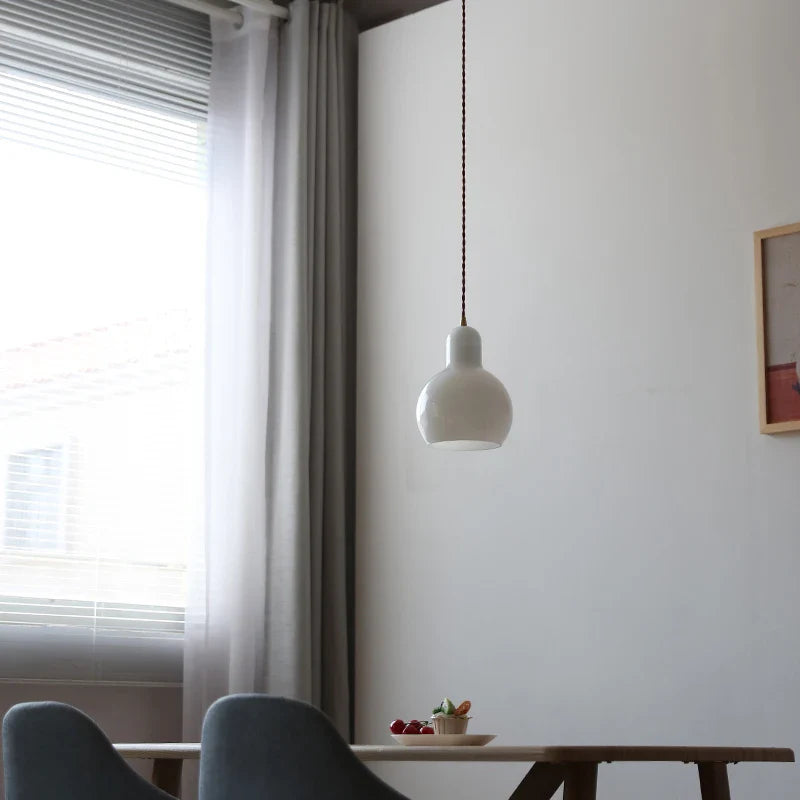 Axyaa White Glass Shell Pendant Light with Adjustable LED Wire for Home & Commercial Spaces