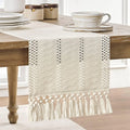 Axyaa Knotted Tassel American Style Table Runner for Home Decor