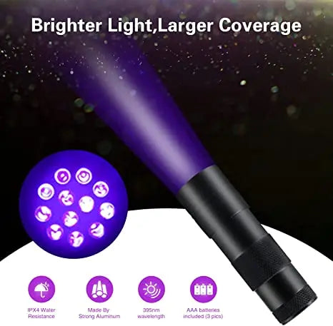 Axya 395nm Blacklight UV Mini Flashlight for Pet Urine Detection & Bed Bug Inspection