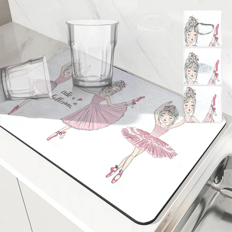 Axyaa Diatom Ballet Kitchen Drain Mats for Tableware and Coffee Machine