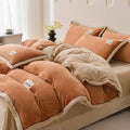 Axyaa 2024 Solid Color Milk Fleece 4-Piece Set with Wide Edge Craft & Flannel Quilt Cover