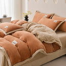 Axyaa 2024 Solid Color Milk Fleece 4-Piece Set with Wide Edge Craft & Flannel Quilt Cover