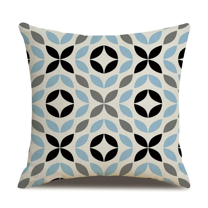 Axyaa Blue Deltoid Geometry Pillow Cover 45*45cm for Living Room, Bedroom, Sofa, Car