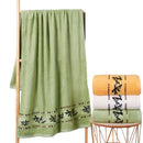 Axyaa Luxury Embroidered Bamboo Bath Towel Set - Green/Coffee/Cream - Personalized