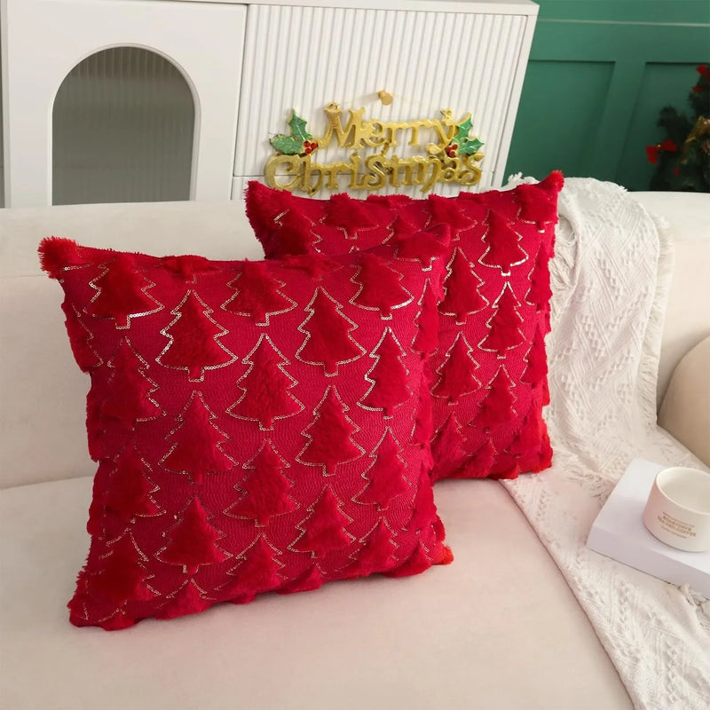 Axyaa Christmas Tree Plush Pillow Cover 45cm Home Decor