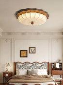 Axyaa Vintage Wood Ceiling Light Chandelier - Retro Fabric Art Deco Mood Light