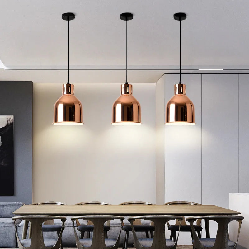 Axya Rose Gold Metal Pendant Lights for Kitchen Dining Bar Café E27