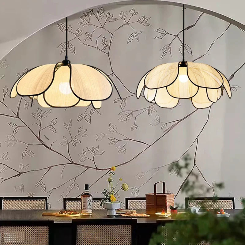 Axyaa Nordic Fabric Ceiling Chandelier LED Pendant Lights for Home Lighting