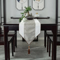 Axyaa Chinese Style Luxury Jacquard Table Runner with Tassel for Home Decor