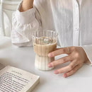 Axyaa Glass Cups, Vertical Pattern, Single-layer, American Style for Milk, Juice, Coffee.