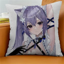 Axyaa Keqing Anime Cushion Cover Pillow Case for Home Sofa Bed Decor