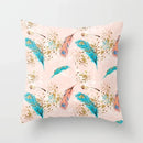 Axyaa White Feather Pillowcase Blue Polyester Cushion Cover for Home Decor