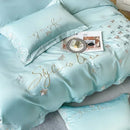 Axyaa Butterfly Embroidery 120-Count Cotton 4-Piece Naked Sleeping Set