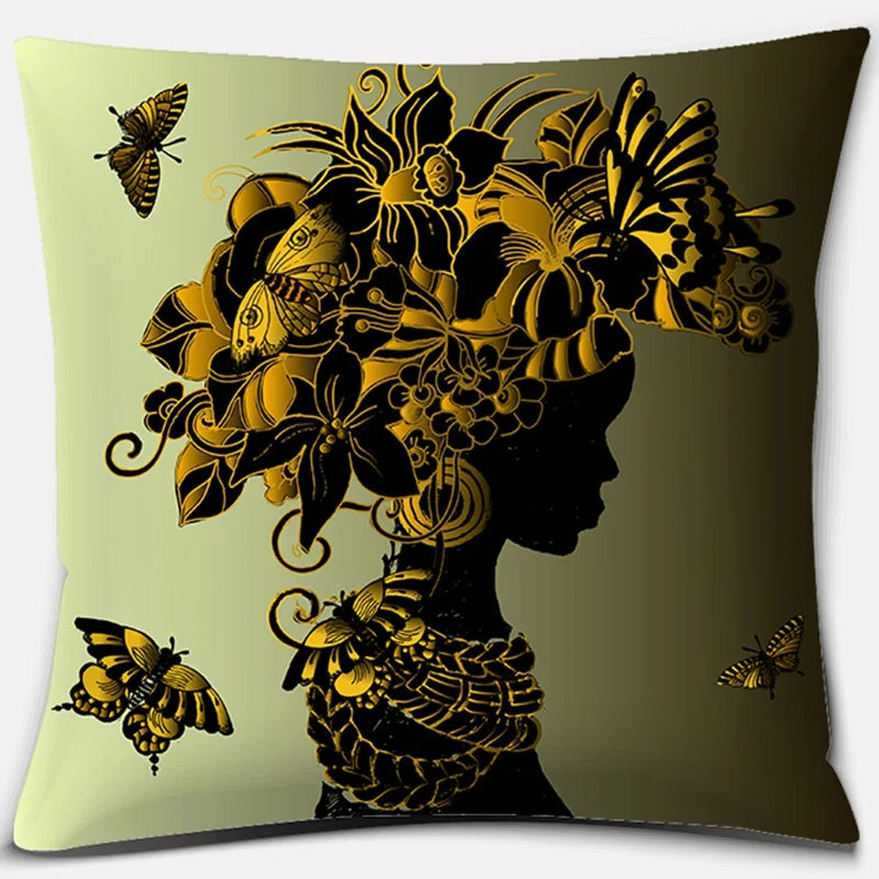 Ethnic African Women Pillowcase by Axyaa | Polyester Cushion Cover for Car & Sofa