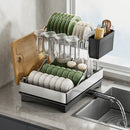 Axyaa 2-Tier Dish Drying Rack with Drainboard and Utensil Holder
