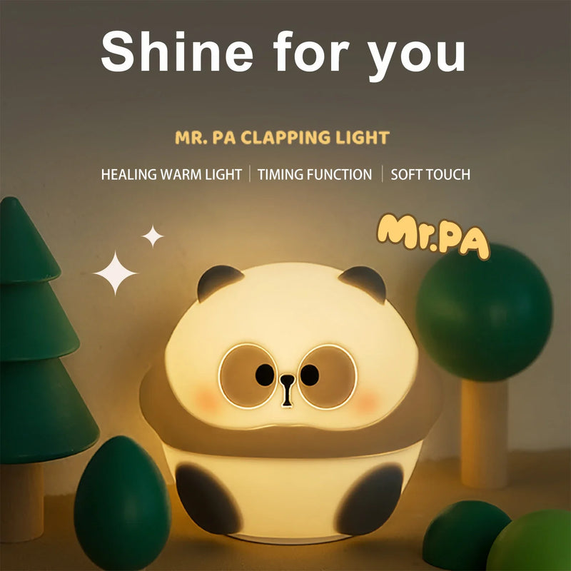 Axyaa Cute Panda Silicone Night Light - Rechargeable LED Lamp for Kids