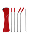 Axyaa Stainless Steel Reusable Straw Set with Cleaning Brush and Cover