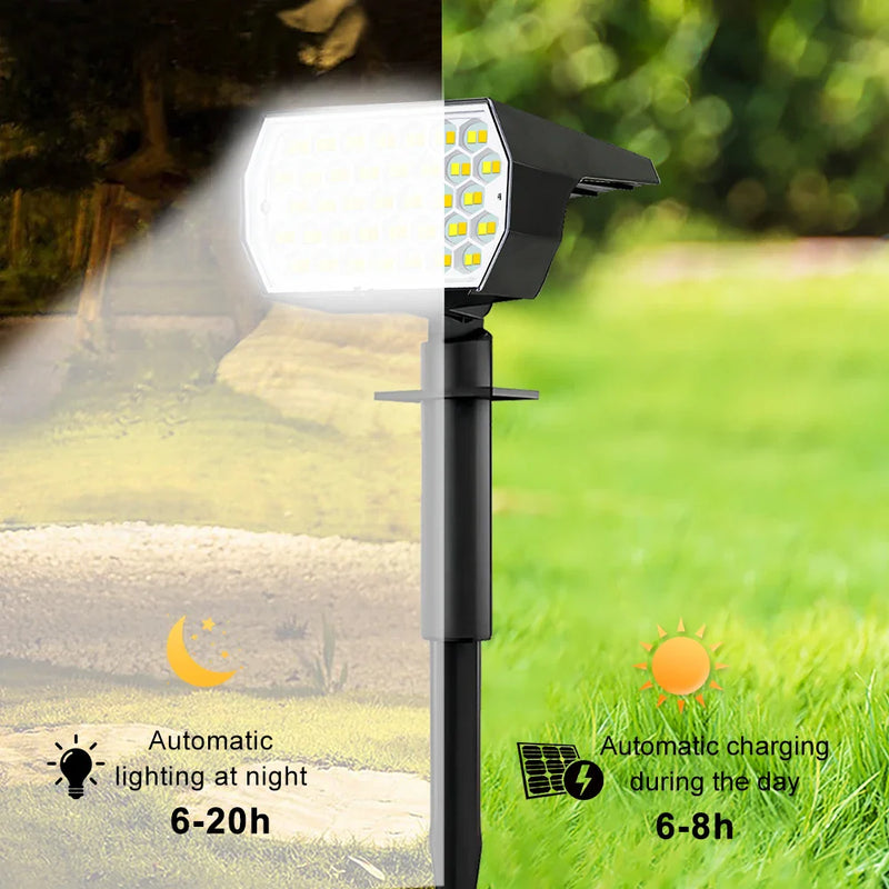 Axyaa 74 LED Solar Landscape Spotlights Tricolor Light Waterproof Yard Pathway Lighting