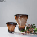 Axyaa Brown Glass Vase Hydroponics Plant Pot for Stylish Floral Arrangements