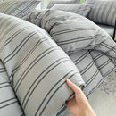 Axyaa Stripe Bedding Set: Single Full Queen King Size Duvet Cover with Pillowcases