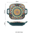 Axyaa Bohemian Double Ear Square Ceramic Plate 9-inch